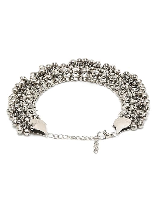 Ziyans Fashion Oxidised Anklet for Women Jewellery German Silver Plated Stylish Handmade Anklets for Girls and Women. (Silver) - Image 5