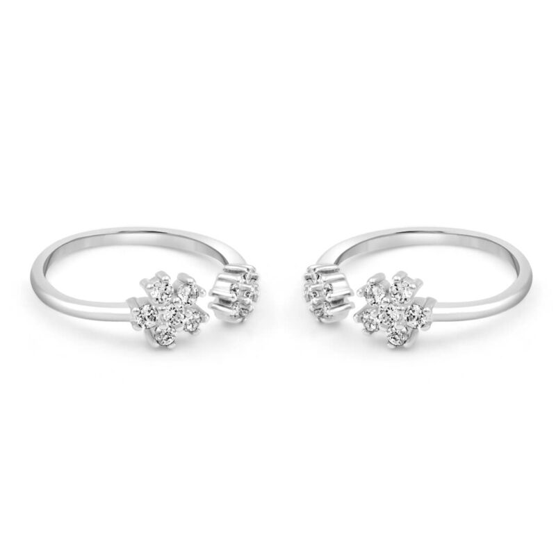 Zarkan 925 Sterling Silver Beauty Blocks Toe Rings, Adjustable | Chandi Bichiya | Gift for Women & Girls | Certified Authentic Hallmark & 925 Stamp - Image 2