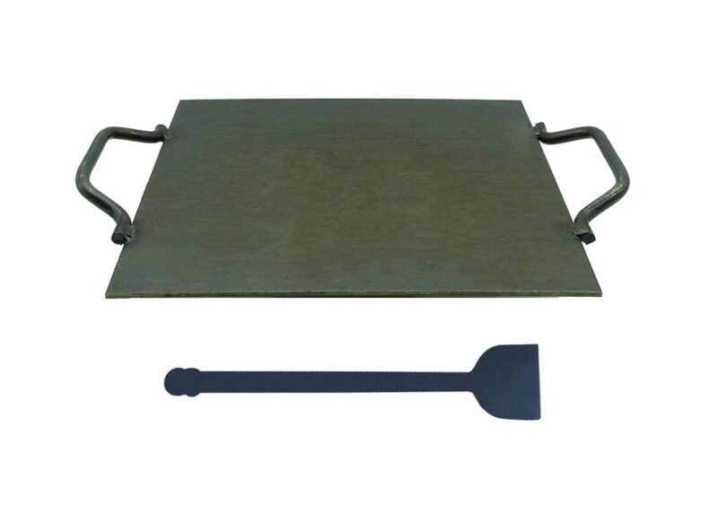 PRINA E-SHOP Iron Flat Square Design for Dosa/Roti/Chappati/Pathri Tawa with Double Handle/Gas & Induction-Friendly Dosa Kal (Black_13inch) - Image 2