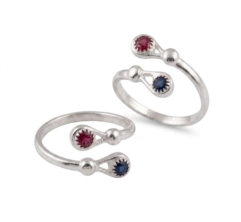 Bansal Fashion Jewels Adjustable Bichiya Toe Ring for Women | Oxidised German Silver Anti-Tarnish Boho Ethnic | Leg Finger Ring Foot Jewellery | Set of 1 (2 Piece)