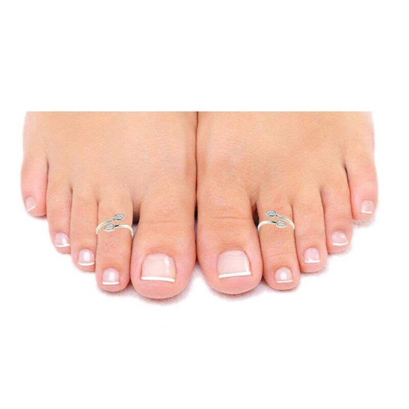 Peenzone 925 CZ Silver Toe Rings (Leg Finger Rings) In Pure 92.5 Sterling Silver For Women | Adjustable Toe Rings for Women and Girls | Chandi Bichiya - Image 3