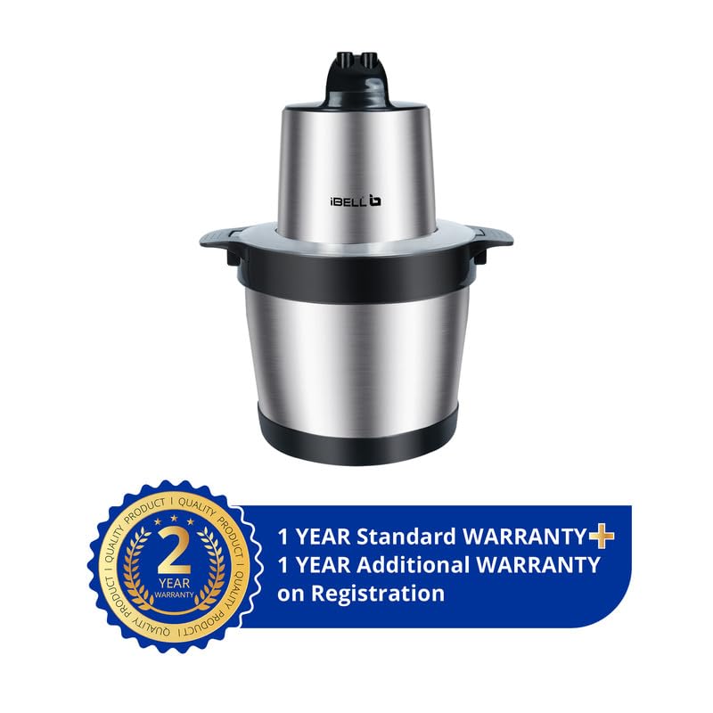 IBELL MT600SM Electric Chopper, 2-Yr Warranty, 6 Litre Stainless Steel Bowl, 1800W, Multi Purpose for Cutting Slicing Meat, Vegetables, Nuts & Fruits (Silver) - Image 2