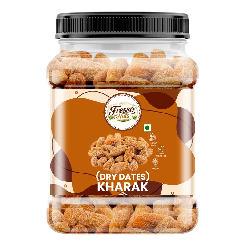 FRESSO NUTS Premium Yellow Dry Dates 250gm Kharak | Peela Sukha Khajoor | Indian Kharek | Natural Dry Chuhara | Pili Kharak Jar Pack