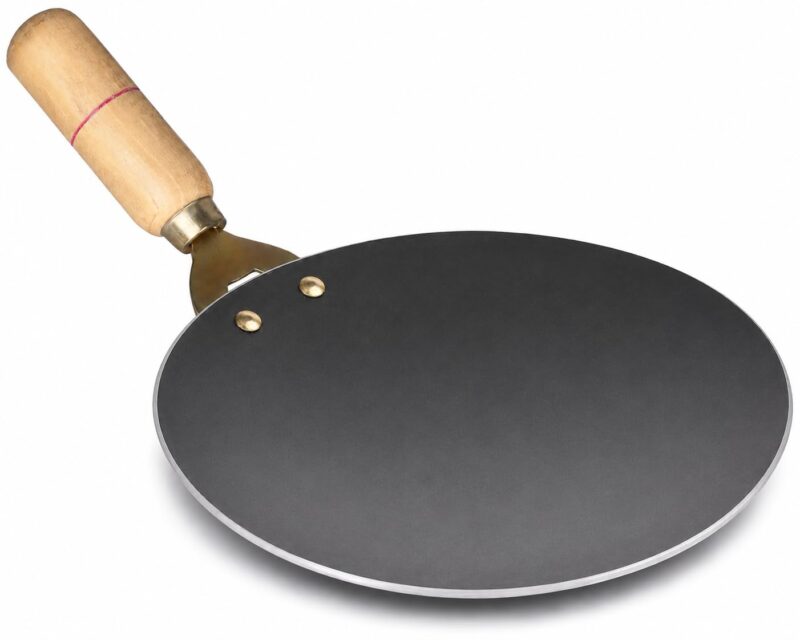 IRONIZE Pure Iron Roti Tawa with Wooden Handle| 1kg | Heavy Duty Chemical-Free Iron Cookware | Even Heat Distribution | Ideal for Roti, Chapati, Paratha, Dosa & Omelette | Available in 1kg to 2kg