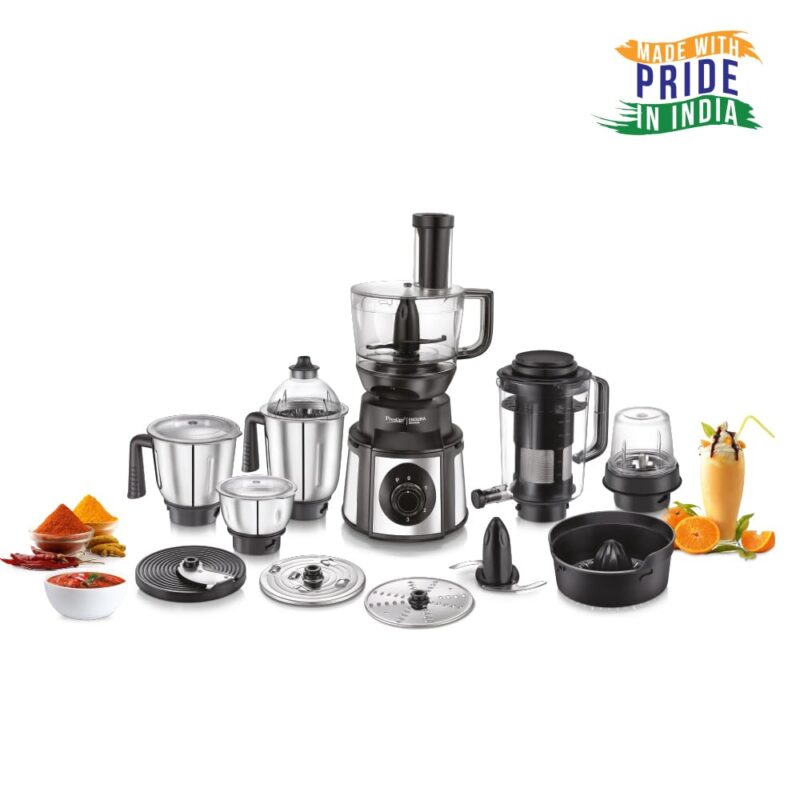 Prestige Endura Pro 1000 Watt Multi Functional Mixer Grinder | Heavy-Duty Ball Bearing Copper Motor | 6 Jars with Food Processing Attachments | 14 Functions in One | 5Y Motor Warranty - Image 6