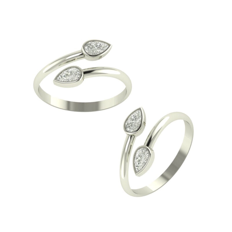 Peenzone 925 CZ Silver Toe Rings (Leg Finger Rings) In Pure 92.5 Sterling Silver For Women | Adjustable Toe Rings for Women and Girls | Chandi Bichiya