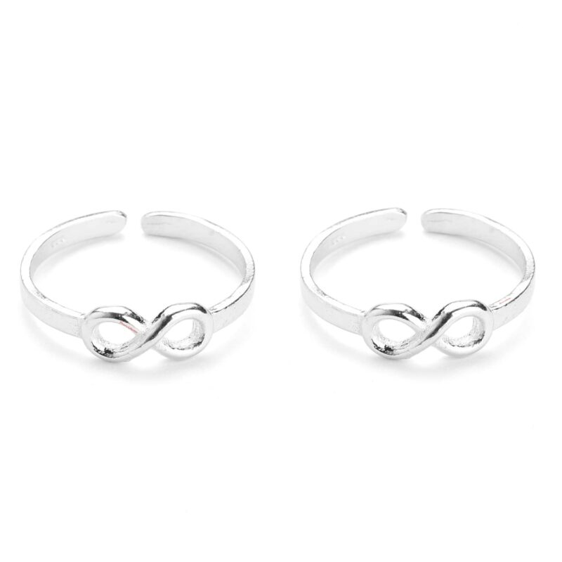 DHRUVS COLLECTION 925 Sterling Silver Infinity Design Toe Rings for Women & Girls | Adjustable Pure Silver Chandi ki Bichhiya Pair | Ideal Gift for Her - Image 4