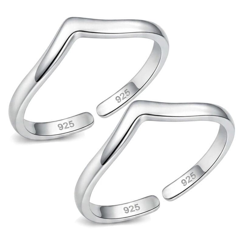 Parnika 925 Sterling Silver Adjustable Toe Rings for Women | Comfort Fit Band Design | Pure 92.5 Silver Chandi Bichiya | Certificate of Authenticity Included (Wave)