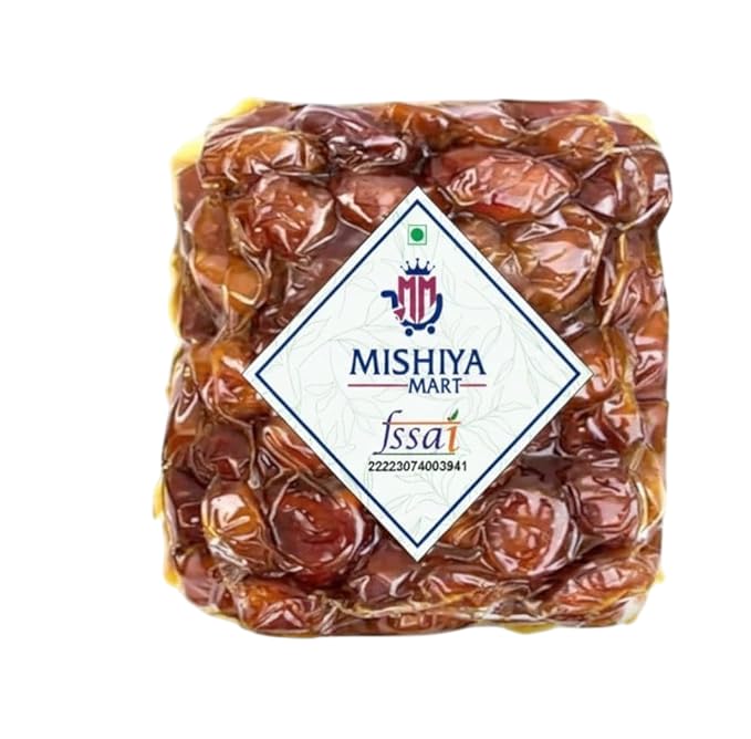 MISHIYA MART Seedless Dates | Arabian Dates | Khajur | Khajoor Without Seeds | Sweet Dates | Pin Khajur - 500gm