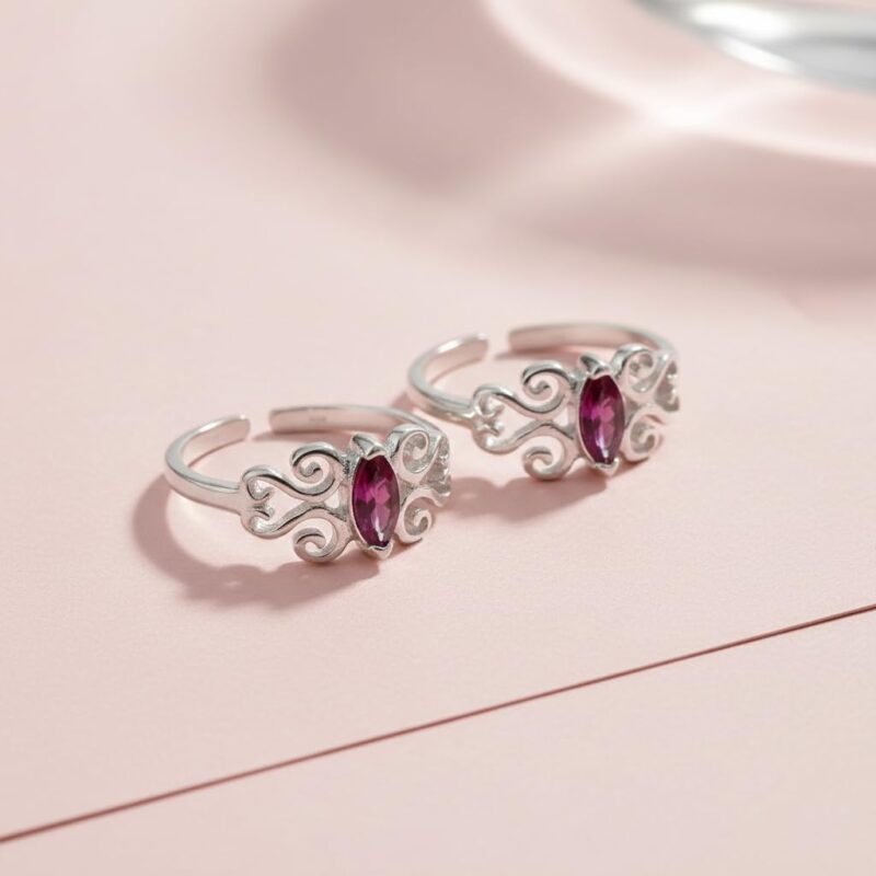 Parnika (Formerly MJ 925 Sterling Silver Toe Rings for Women | Bichiya | Adjustable Fit | Pure 92.5 Silver - Image 2