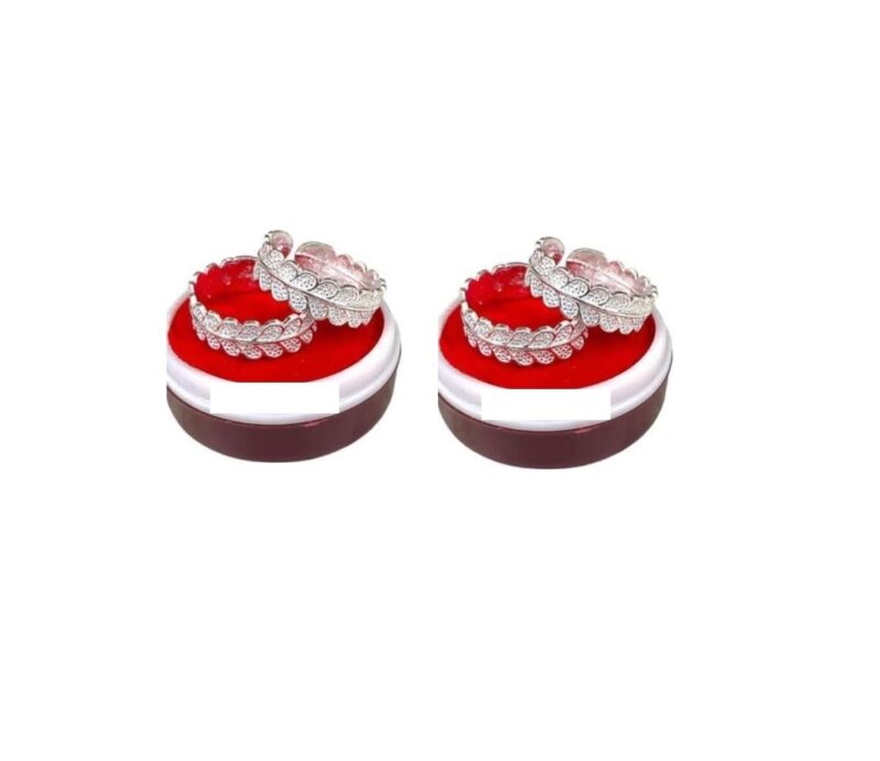 Fashion Accessories Toe Ring Artificial Sterling Silver Plaine Simple and look cute Toe Rings (Bichhiya) Adjustable Jewelry for Women. Set of 2 Pairs Toerings. (028-2 Pairs).
