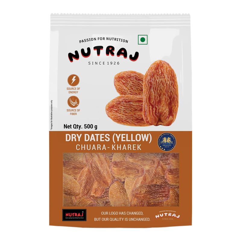 Nutraj Yellow Dates Dry Khajoor 500g Pouch | Pila Chuara | Kharek | Dry fruits | Nuts | Grocery Items
