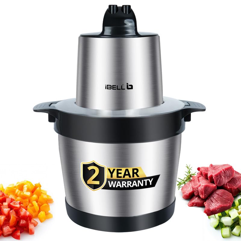 IBELL MT600SM Electric Chopper, 2-Yr Warranty, 6 Litre Stainless Steel Bowl, 1800W, Multi Purpose for Cutting Slicing Meat, Vegetables, Nuts & Fruits (Silver)