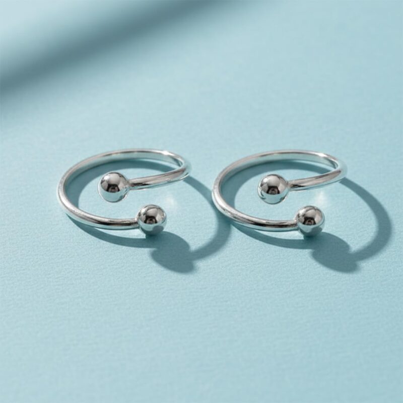 Parnika 925 Top Openable Hallmark Silver Toe Rings in Pure 92.5 Sterling Silver for Women (Minimalist Balls) - Image 4
