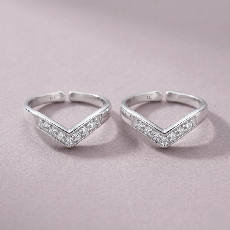 Parnika 925 Sterling Silver Toe Rings for Women | Adjustable Chandi Bichiya with CZ | Pure 92.5 Sterling Silver Leg Finger Rings | Everyday Wear | Certificate of Authenticity (Wave) - Image 3