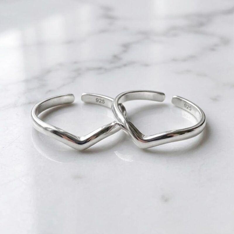 Parnika 925 Sterling Silver Adjustable Toe Rings for Women | Comfort Fit Band Design | Pure 92.5 Silver Chandi Bichiya | Certificate of Authenticity Included (Wave) - Image 2