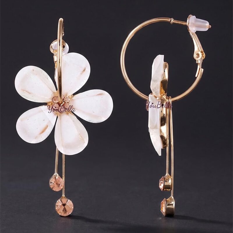 YouBella Jewellery Gifts Stylish Latest Western Ear rings Gold Plated Floral Earrings for Girls and Women (White) - Image 7