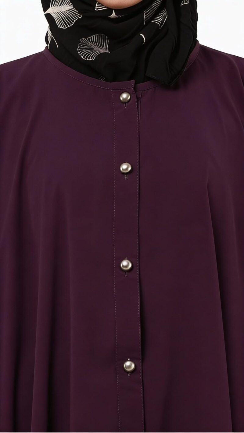 BT - Being Traditional Modest Co-Ord Set for Women - Loose Fit Front Open Free Size Kaftan Top with Trouser (Burgundy, Top: Free Size | Trouser: 2XL) - Image 3