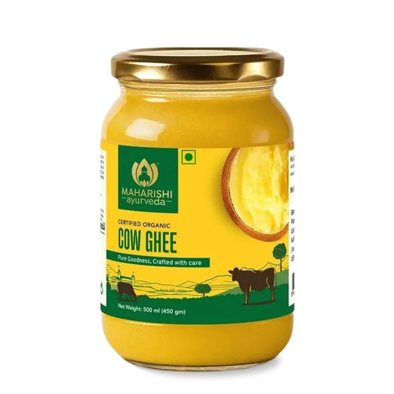 Maharishi Ayurveda Organic Certified Bilona Cow Ghee | Lab Tested on 300 Parameters | Traditionally Slow-Crafted from Grass-Fed Cow’s Milk | Bilona Churned Desi Ghee | 500 ml Glass Jar
