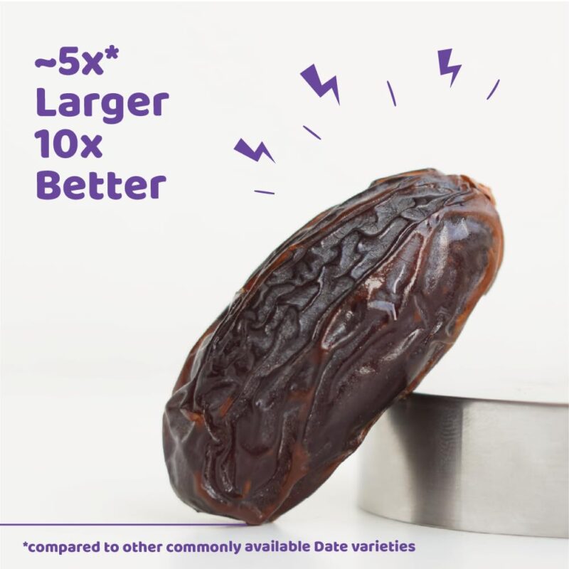 Flyberry Gourmet Jumbo Medjoul (Medjool) Dates | Rich Source of Potassium & Iron | No Added Sugar or Preservatives | Low GI Energy Snack | Khajoor | Khajur | 1 kg - Image 3