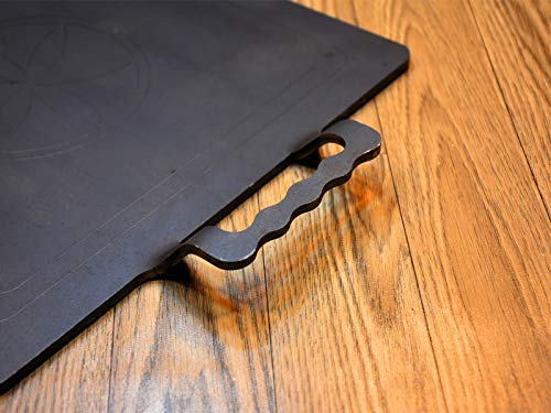 PRINA E-SHOP Pure Iron Flat Square Design for Dosa/Roti/Chappati/Pathri Tawa with Laser Cutting Handle/Gas & Induction-Friendly Dosa Kal (Black_30cm x 30cm) - Image 3