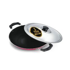 treon Premium Non-Stick Aluminium Appam Pan with Lid 200mm 0.5 L Capacity 20 cm Diameter Made of Stainless Steel Base