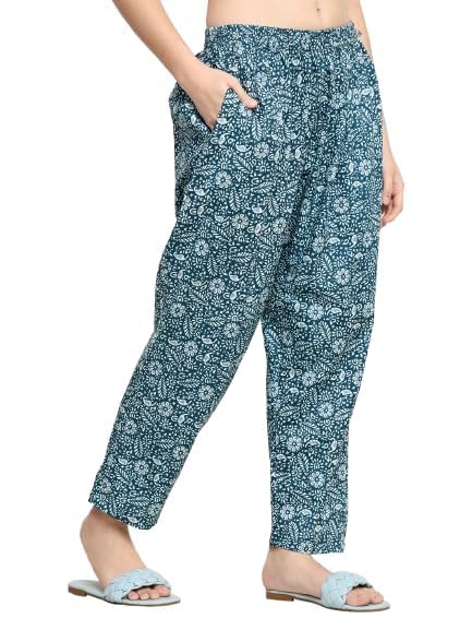 Senert Women's Cotton Printed Night Suit Kaftan Style Pyjama Co Ord Set for Women, Night Dress 2-Piece Outfits Pajama Wear - Free Size (Rama, Free Size) - Image 2
