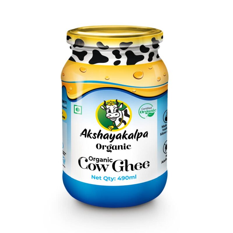 Akshayakalpa Organic Cow Ghee 490 ml | Certified Organic, Chemical-Free | Traditionally Churned Granular Ghee | Pure & Nutritious by Nature