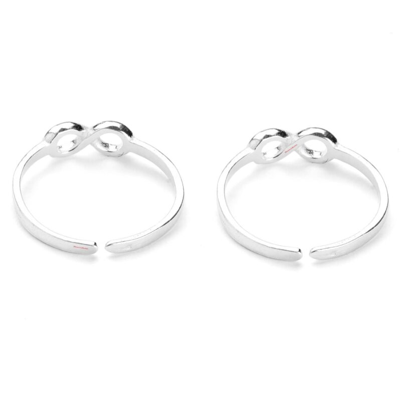 DHRUVS COLLECTION 925 Sterling Silver Infinity Design Toe Rings for Women & Girls | Adjustable Pure Silver Chandi ki Bichhiya Pair | Ideal Gift for Her - Image 5