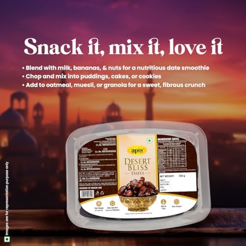 APIS Desert Bliss Dates 400g | Khajoor Dry Fruit & Nuts, Naturally Sweet, Fresh, Natural & Nutritious Dry Fruits for Snacking & Culinary Experience | Rich in Fiber & Energy - Image 7