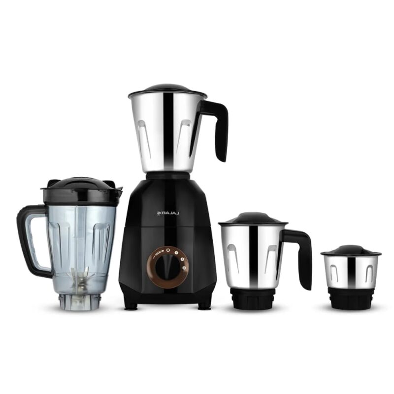 Bajaj Rex Dlx Ninja Series 4 Jar 750W Mixer Grinder | DuraCut Blades | 4 Stainless Steel Mixer Jars | Dry & Wet Grinding | 2 Yrs Warranty 【Black/Brown】