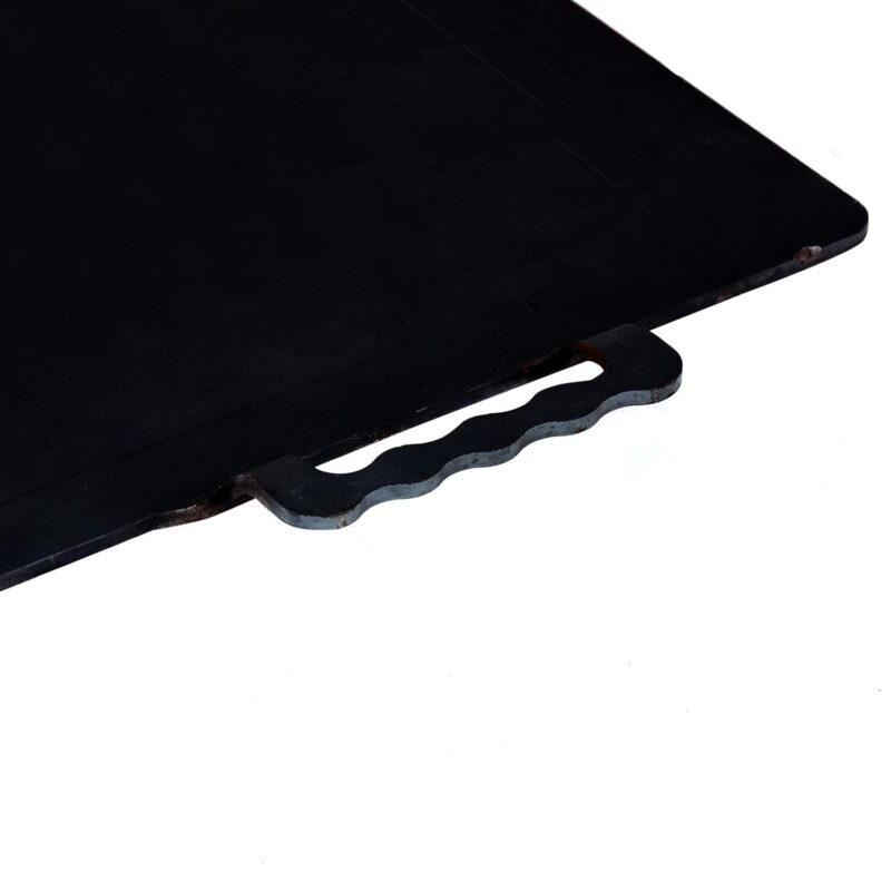 PRINA E-SHOP Pure Iron Flat Square Design for Dosa/Roti/Chappati/Pathri Tawa with Laser Cutting Handle/Gas & Induction-Friendly Dosa Kal (Black_30cm x 30cm) - Image 2