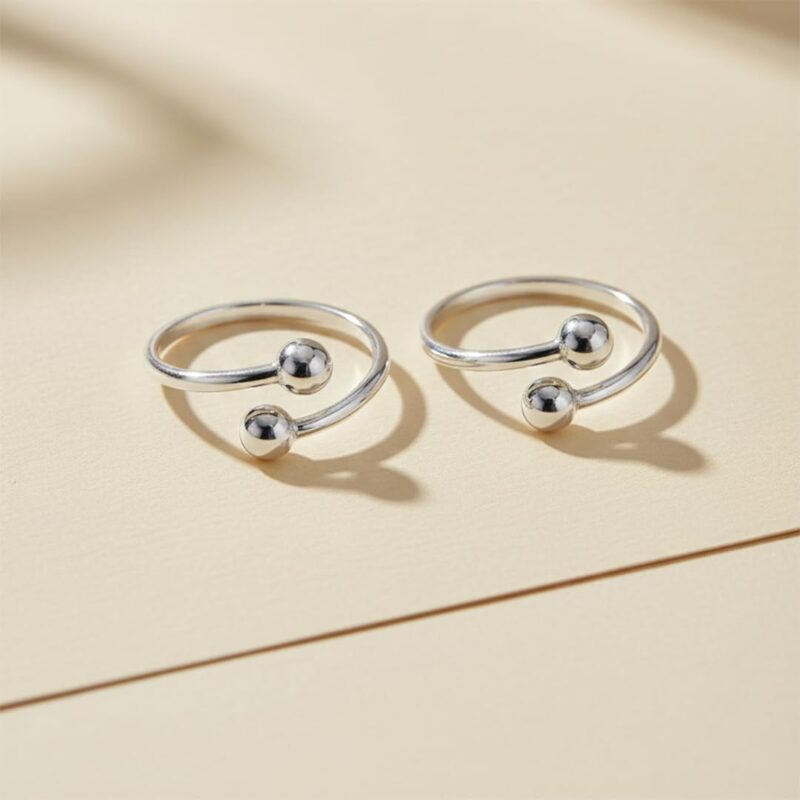 Parnika 925 Top Openable Hallmark Silver Toe Rings in Pure 92.5 Sterling Silver for Women (Minimalist Balls) - Image 5