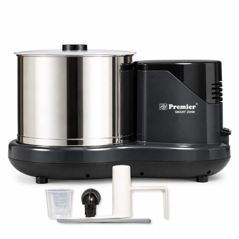 Premier Smart 2 Litre Table Top Wet Grinder 200 Watts 230V | Stainless Steel Drum | Free Coconut Scraper & Dough Kneader | 2 Stone Grinding | Easy Maintenance | 2 Years Motor Warranty | PG512