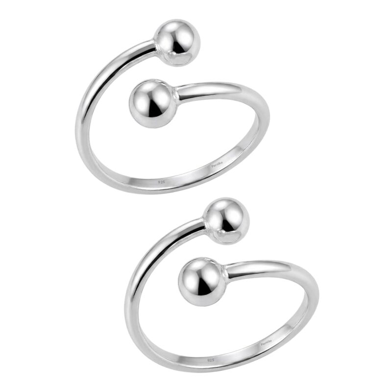 Parnika 925 Top Openable Hallmark Silver Toe Rings in Pure 92.5 Sterling Silver for Women (Minimalist Balls)