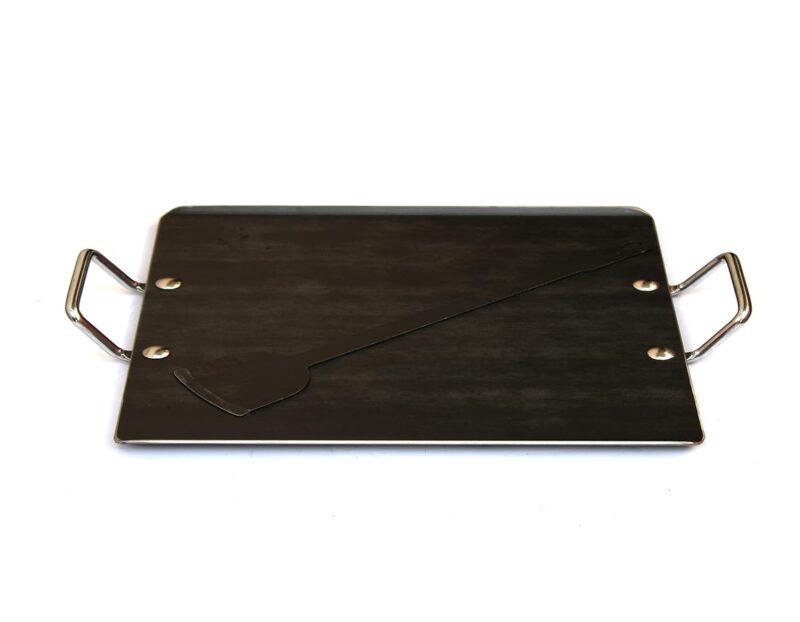 PRINA E-SHOP Iron Flat Square Design Raised Edge Induction Comfortable Tawa with Handle for Dosa/Roti/Chappati/Pathri/Gas & Induction-Friendly Dosa Kallu (Black_12inch x 12.2inch) - Image 2