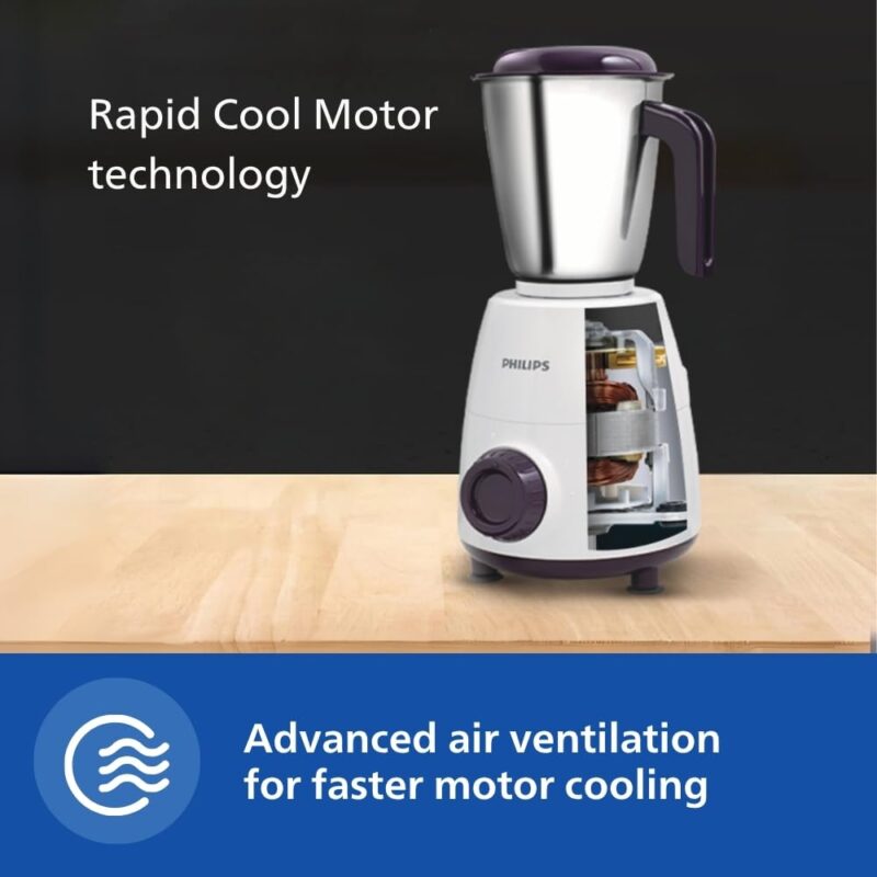 PHILIPS HL7505 500W Mixer Grinder (White and Purple) - Image 3