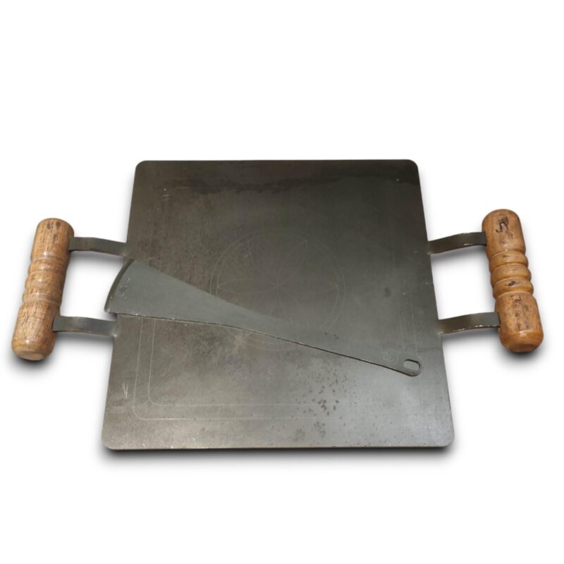 NAAYAGI - Pure Iron Tawa, PATHRI TAWA with Double Wooden Handle, 12 Inch, 5.1 mm Thick Approx for dosa, roti, (Square TAWA - 12 INCH, 5.1 MM Thick) - Image 4