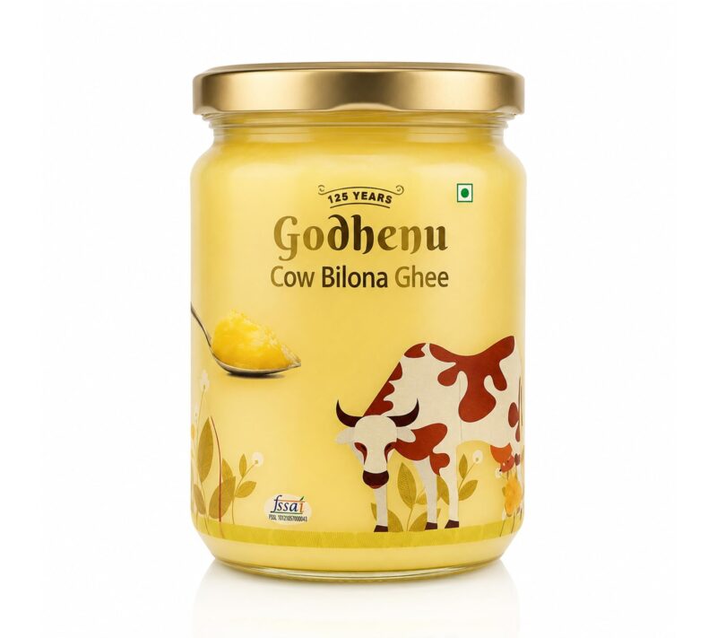Godhenu A2 Cow Bilona Ghee | Traditional Curd Churned | Pure Desi Cow Ghee | Rathi Cow Ghee | Glass Jar 500ml