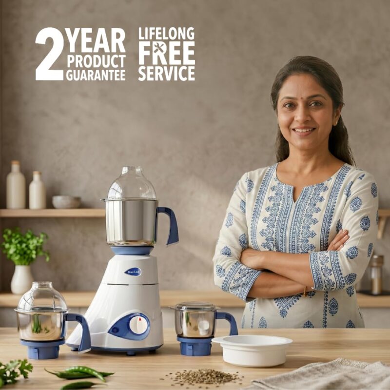 Preethi Blue Leaf Diamond Mixer Grinder, 750 Watt 3 Jars + Flexi Lid, White - Image 8