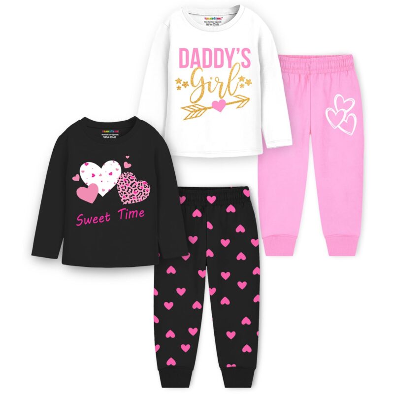 Trampoline Girls Pack of 2 T-Shirts & Pyjamas Set (TRM-BCS-119_2) Multicolour