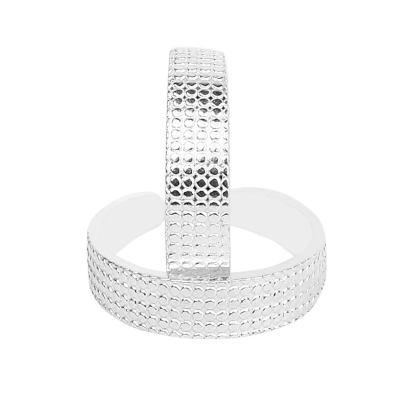 Silver Chest 925 Toe Ring Silver For Women - Pair of 2 Adjustable Size Self Design Sterling Silver Toe Rings Bands - Image 7