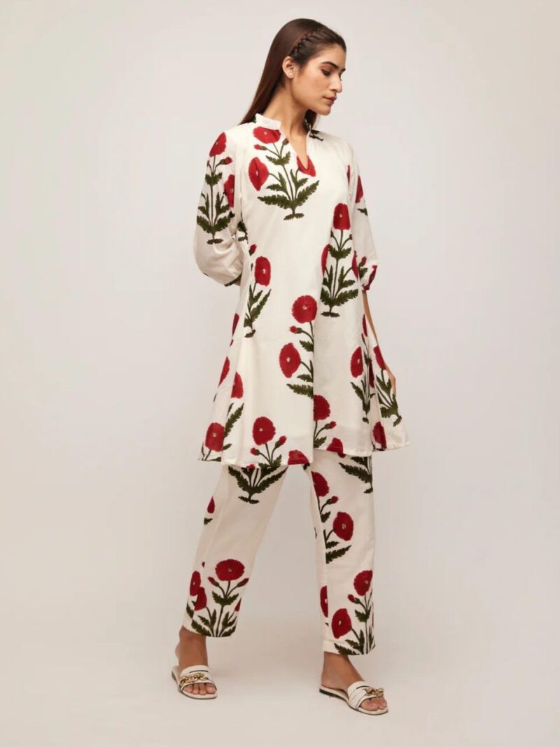 Leriya Fashion Women's Printed Co-Ord Set Red - Image 3