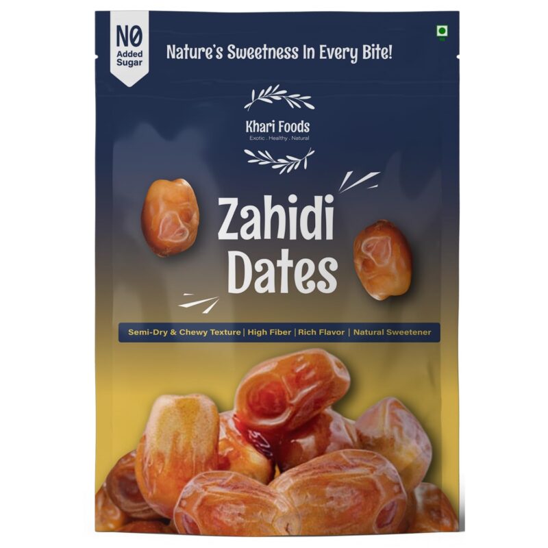 Khari Foods Premium Dried Zahidi Brown Dates, Khajur/Khajoor Dry Fruits, Energy Booster, High Fibre, Soft & Juicy, Healthy Snacks (500gm x 2)
