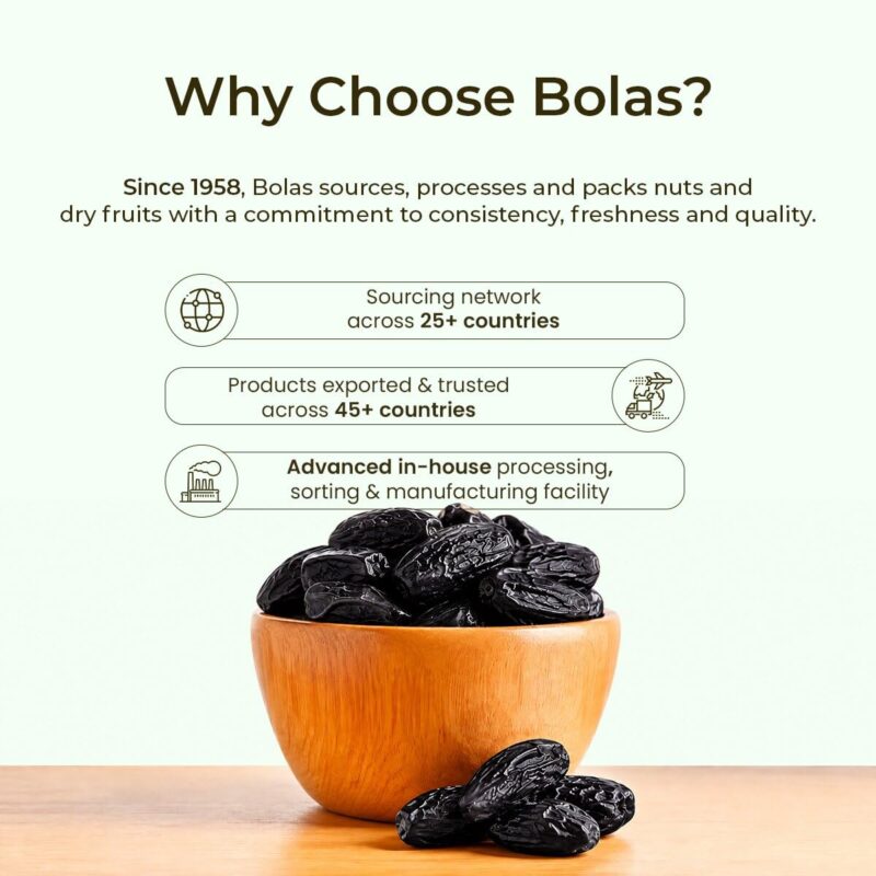 Bolas UAE Black Dates 800g (400g x 2) | Kala Khajur/Khajoor | Naturally Sweet | No Added Sugar | No Preservatives | Rich in Iron, Fibre & Vitamins | Dry Fruits - Image 7
