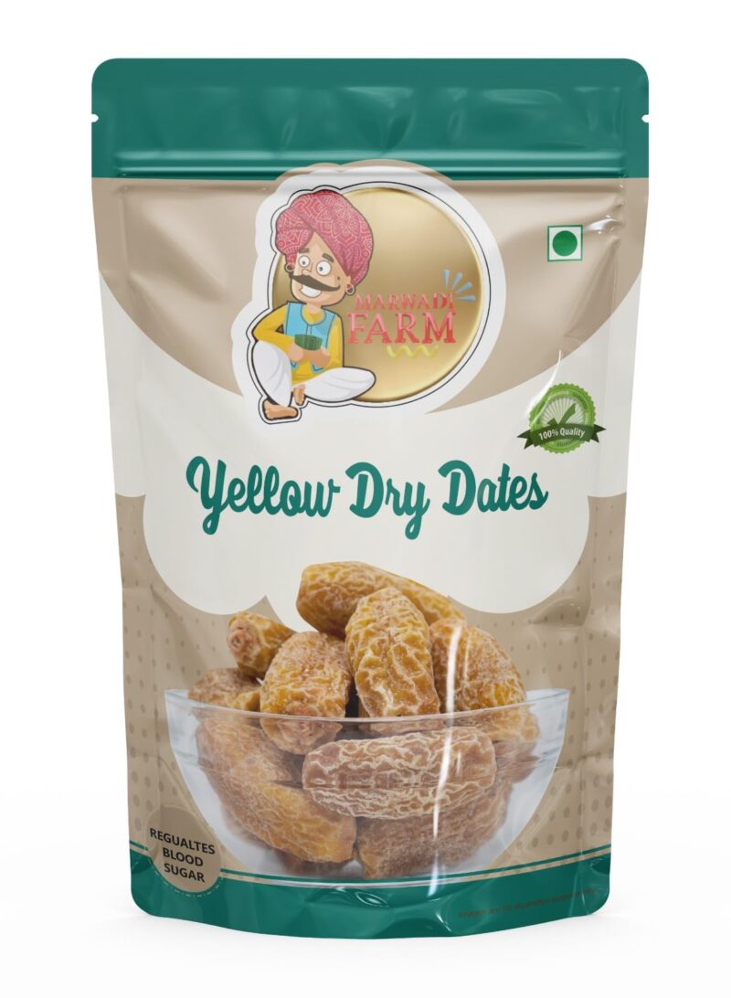 Marwadi Farm Yellow Dry Dates | Traditional Dried Fruit | Pantry Friendly Pack | Snacking Baking Festive Sweets Everyday Use (250gm)