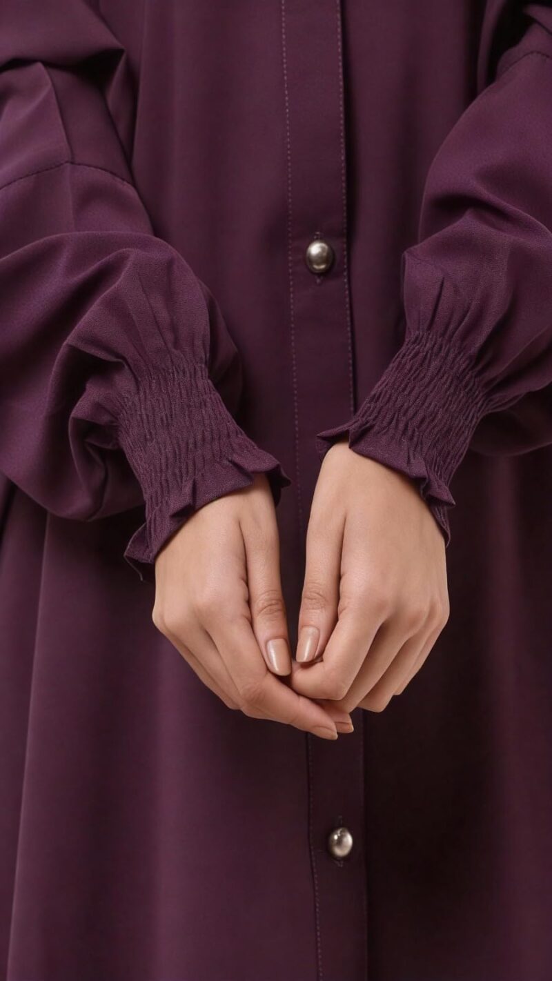 BT - Being Traditional Modest Co-Ord Set for Women - Loose Fit Front Open Free Size Kaftan Top with Trouser (Burgundy, Top: Free Size | Trouser: 2XL) - Image 5