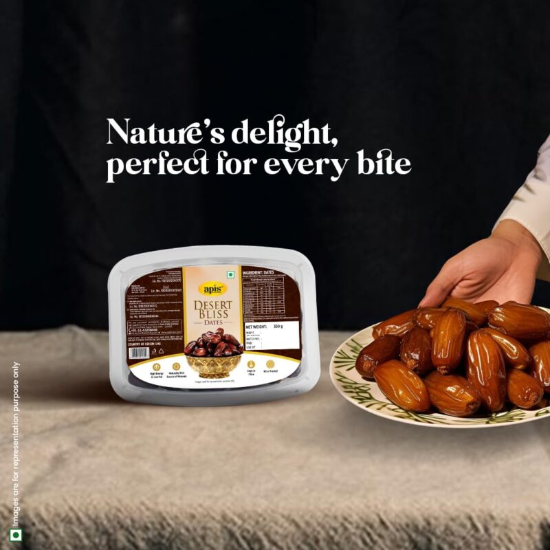APIS Desert Bliss Dates 400g | Khajoor Dry Fruit & Nuts, Naturally Sweet, Fresh, Natural & Nutritious Dry Fruits for Snacking & Culinary Experience | Rich in Fiber & Energy - Image 4