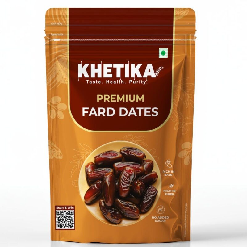 Khetika Premium Fard Dates 400g | Khajur, Khajoor | Dry Fruits | Fresh Dates | Healthy Snacks | Rich in Fibre & Iron | No Added Sugar
