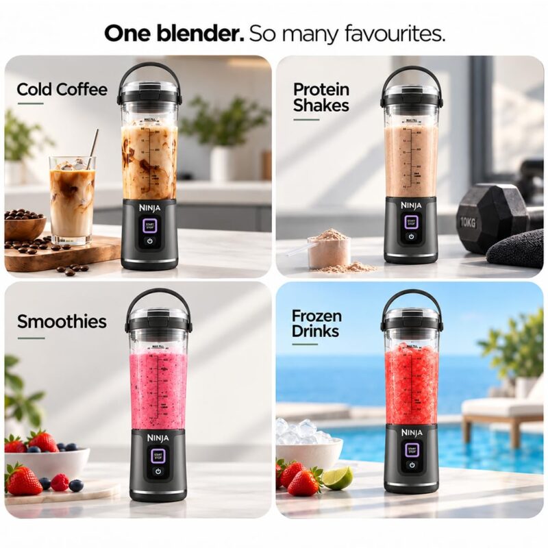 Ninja Blast Portable Cordless Blender (BC151INBK) – 530ml | USB-C Rechargeable | Crushes Ice & Frozen Fruit | BPA Free, Leak-Proof Travel Lid - Image 5